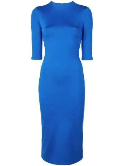 Shop Alice And Olivia Fitted Midi Dress In Blue