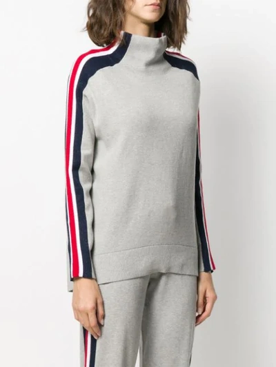 Shop Tommy Hilfiger Striped Sleeve Jumper In Grey