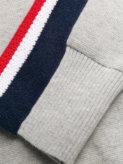 Shop Tommy Hilfiger Striped Sleeve Jumper In Grey