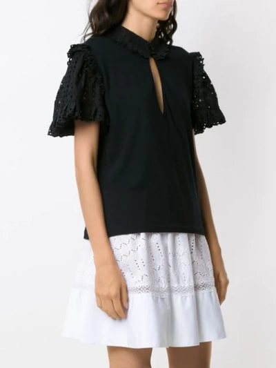 Shop Andrea Bogosian Pedrita Lace Sleeves Blouse In Black