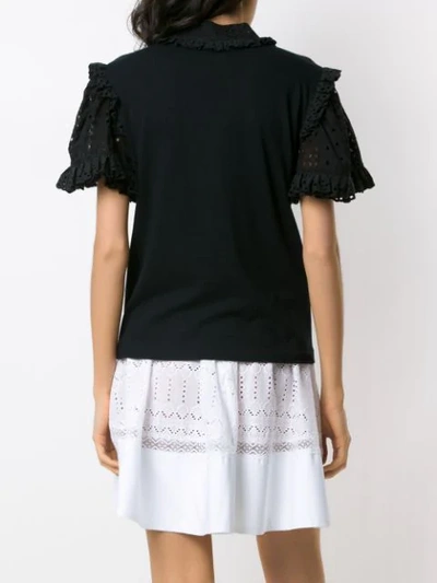 Shop Andrea Bogosian Pedrita Lace Sleeves Blouse In Black