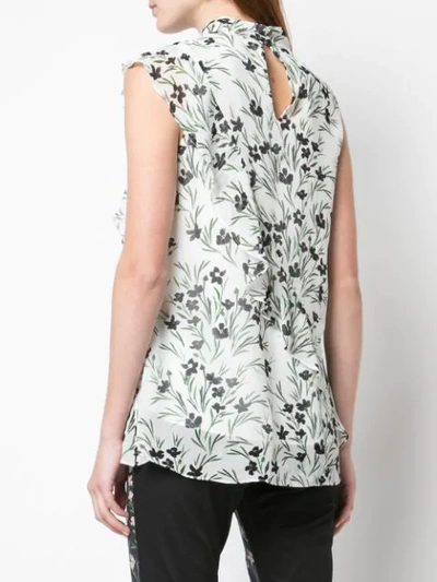 Shop Nicole Miller Floral Sleeveless Top In White