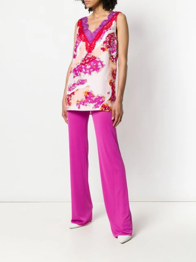 Shop Emilio Pucci Elongated Bootcut Trousers - Pink