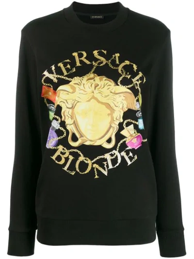 Shop Versace Medusa Motif Graphic Print Sweatshirt In Black