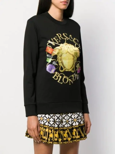 Shop Versace Medusa Motif Graphic Print Sweatshirt In Black