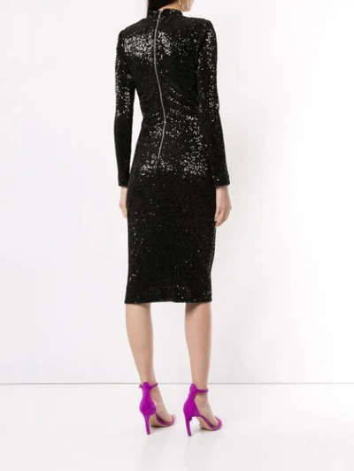 Shop Rebecca Vallance Glitter Fitted Dress In Black