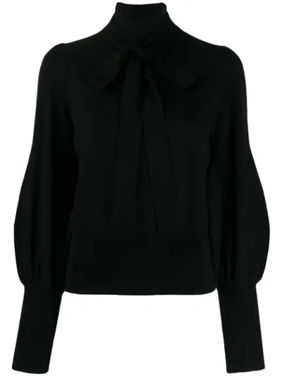 Shop Zimmermann Tie-neck Kniited Top In Black