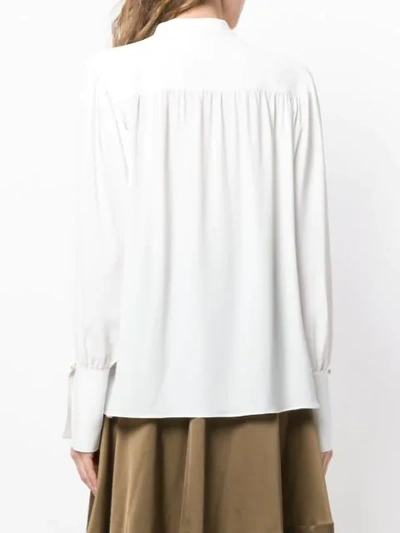 Shop Luisa Cerano Tie Neck Longsleeved Blouse - White