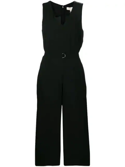 Shop Michael Michael Kors V-neck Wide Leg Jumpsuit In Black