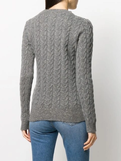 Shop Blumarine Sparkly Cable Knit Jumper In Grey