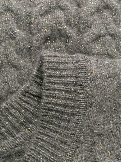 Shop Blumarine Sparkly Cable Knit Jumper In Grey