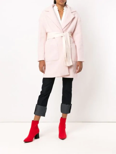 Shop Framed Fluffy Coat - Pink