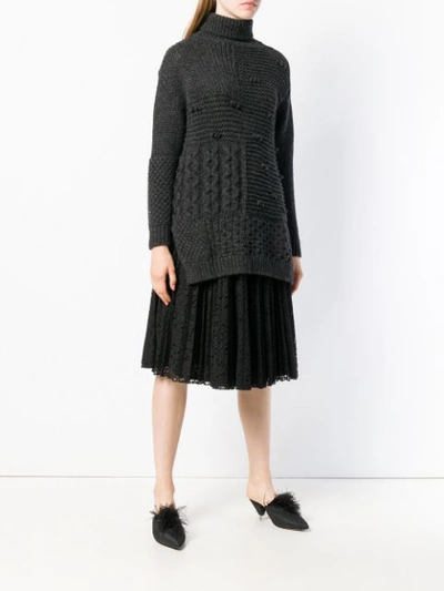 Shop Simone Rocha Patchwork Turtleneck Sweater In Grey
