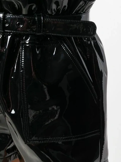 Shop Saint Laurent Patent Belted Shorts In Black