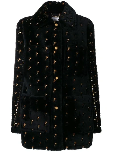 Shop Chloé Embroiled Loose Coat In Black