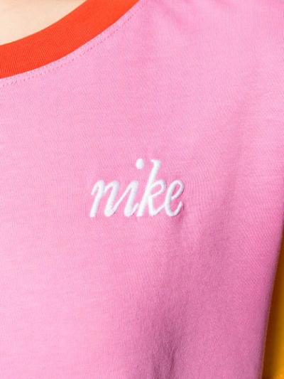 Shop Nike Colour Block Cropped T-shirt In Pink