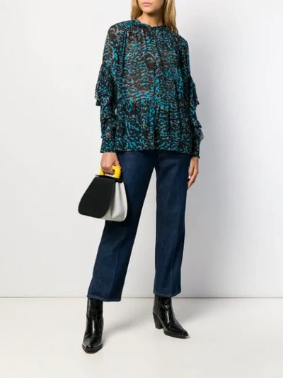 Shop Lala Berlin Printed Blythe Blouse In Blue