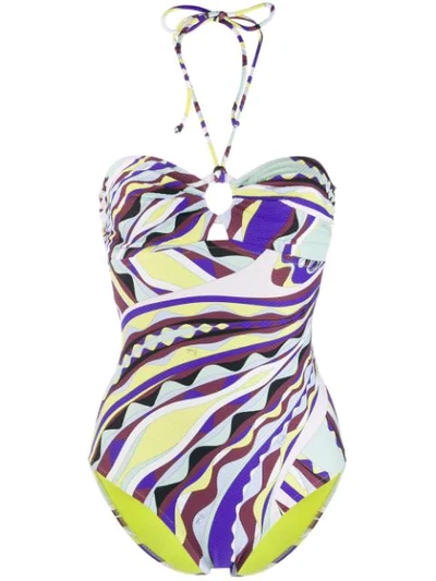 Shop Emilio Pucci Reversible Psychedelic Printed Swimsuit In Blue