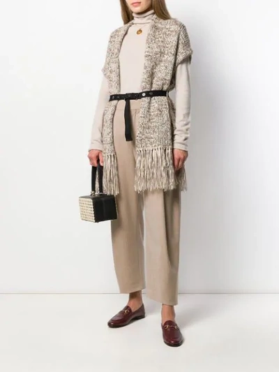 Shop Brunello Cucinelli Belted Cardi-coat In Neutrals