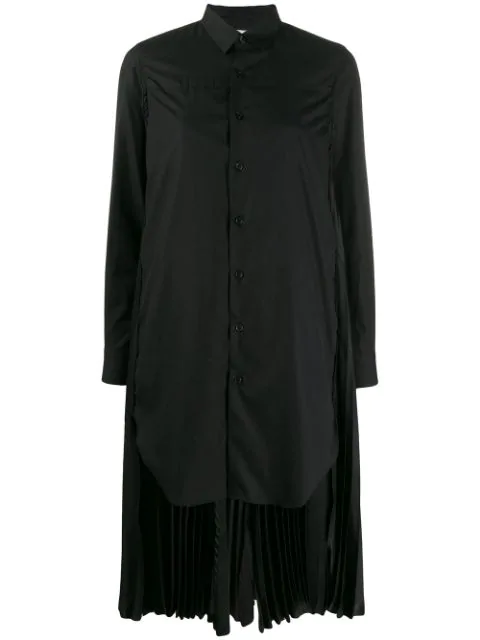 Comme Des GarÇOns Pleated Hem Shirt Dress In Black | ModeSens