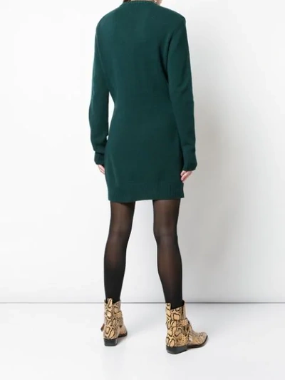 Shop Chloé Horse Embroidered Knit Cardigan Dress In Green