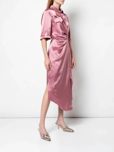 NANUSHKA WRAP MIDI SHIRT DRESS - 粉色