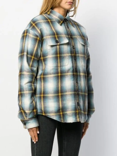 Shop Dsquared2 Checked Trucker Shirt In Blue