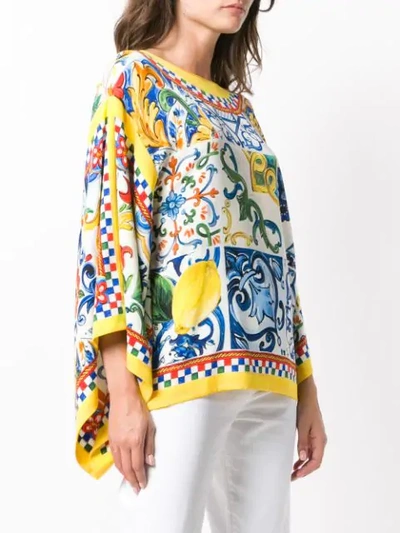 Shop Dolce & Gabbana Majolica Printed Blouse In Yellow