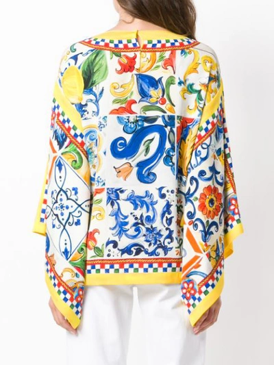 Shop Dolce & Gabbana Majolica Printed Blouse In Yellow