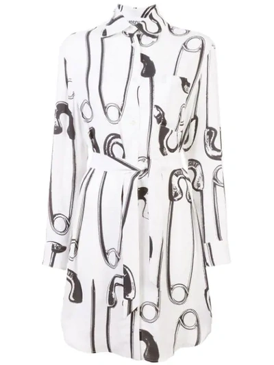 Shop Moschino Safety Pin Printed Dress - White