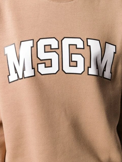 Shop Msgm Logo Print Sweatshirt In Neutrals