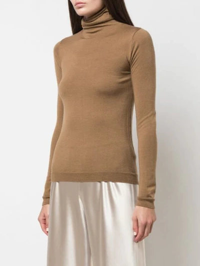Shop Vince Turtle Neck Sweater In Brown