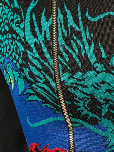 Shop Balmain High-neck Dragon Print Dress In Blue