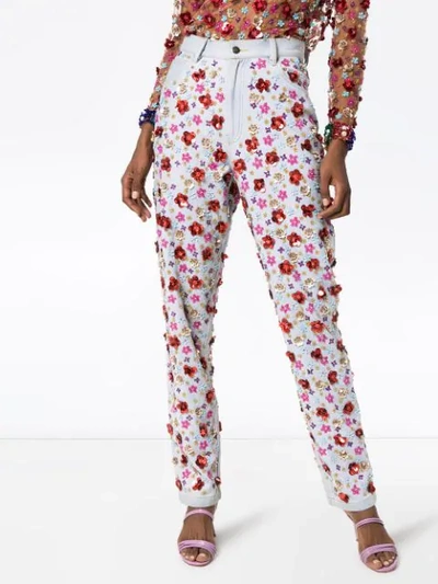 ASHISH FLORAL SEQUIN EMBROIDERED JEANS - 多色