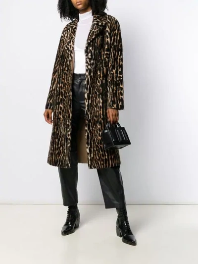 Shop Yves Salomon Ocelot Print Coat In Brown