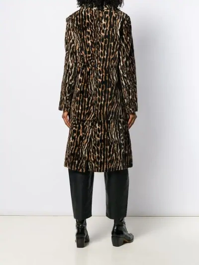 Yves Salomon Ocelot Print Coat In Brown