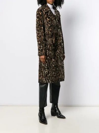 Yves Salomon Ocelot Print Coat In Brown