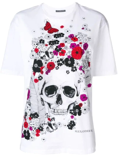 Shop Alexander Mcqueen Floral Skull-motif T-shirt - White