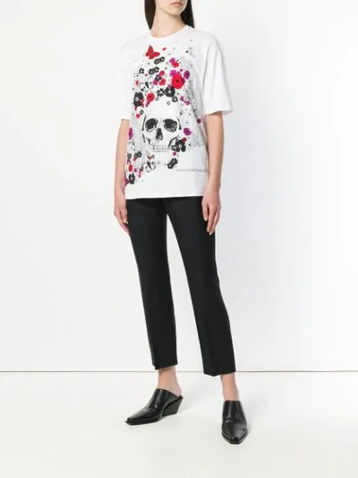 Shop Alexander Mcqueen Floral Skull-motif T-shirt - White