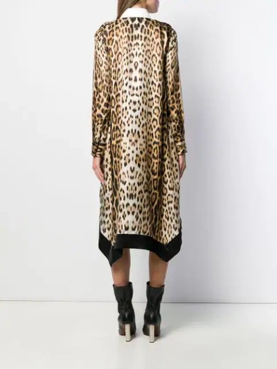 Shop Roberto Cavalli Leopard Print Shirt Dress In Neutrals