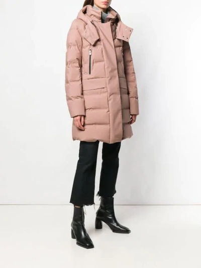 Shop Peuterey Hooded Quilted Coat In Neutrals