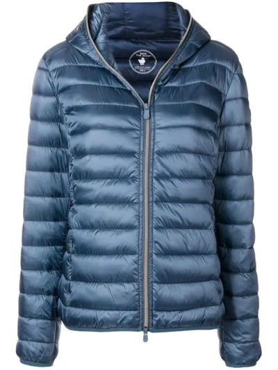 Shop Save The Duck Zipped Padded Jacket In Blue
