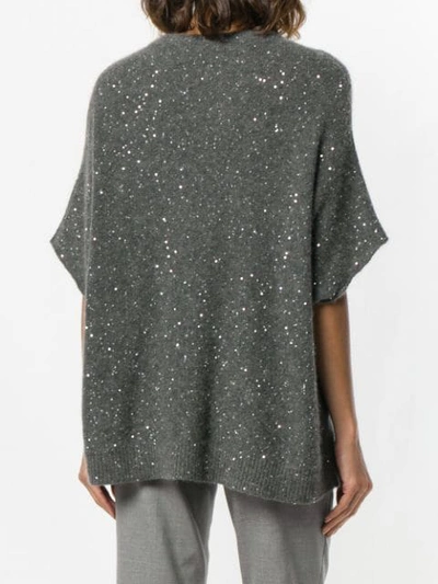 Shop Fabiana Filippi Sequin Embellished Short Sleeve Sweater - Grey