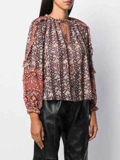 Shop Ulla Johnson Printed Long Sleeve Blouse In Neutrals