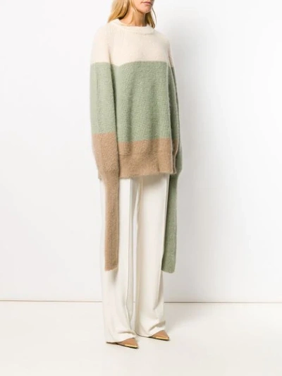 Shop Jil Sander Striped Extended Sleeve Sweater In 961 Open Miscellan