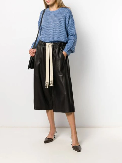 Shop Loewe Cropped Wide Leg Trousers In Black