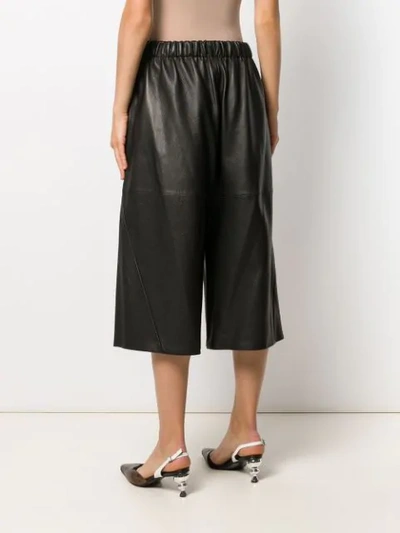 Shop Loewe Cropped Wide Leg Trousers In Black