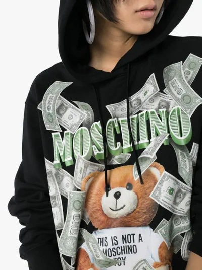 Shop Moschino Bear Print Hoodie In Black