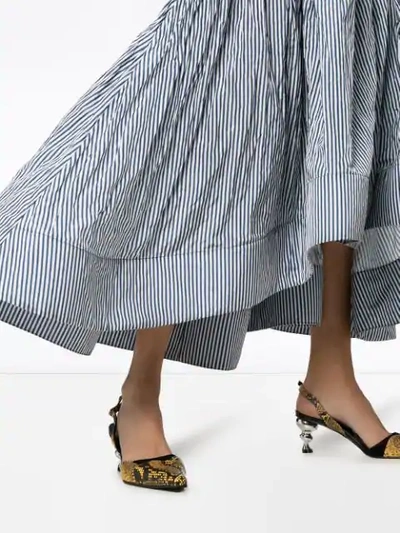 Shop Rosie Assoulin Pinstripe Fishtail Skirt In Blue