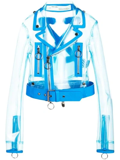 OFF-WHITE TRANSPARENT BIKER JACKET - 蓝色